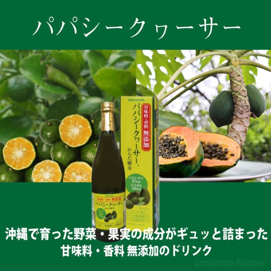 甘味料無添加 香料無添加 パパシークヮーサー オキハム 720ml×6本 沖縄県 健康飲料 青パパイヤ GABA シークヮーサー ノビレチン｜umaimon-hunter｜07