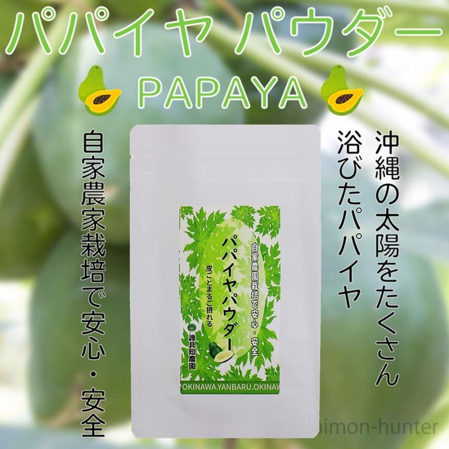 沖縄やんばる産 まるごとパパイヤパウダー 80g×1P 渡具知農園 沖縄 健康食品 自家農園栽培 青パパイヤの実使用 ポリフェノール豊富 無農薬｜umaimon-hunter｜02