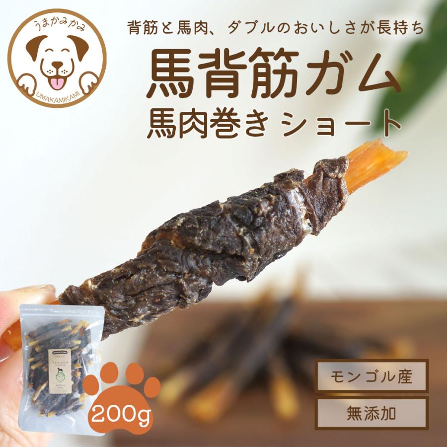 犬 おやつ 無添加うまかみかみ 馬背筋 ガム 馬肉巻き ショート 200g