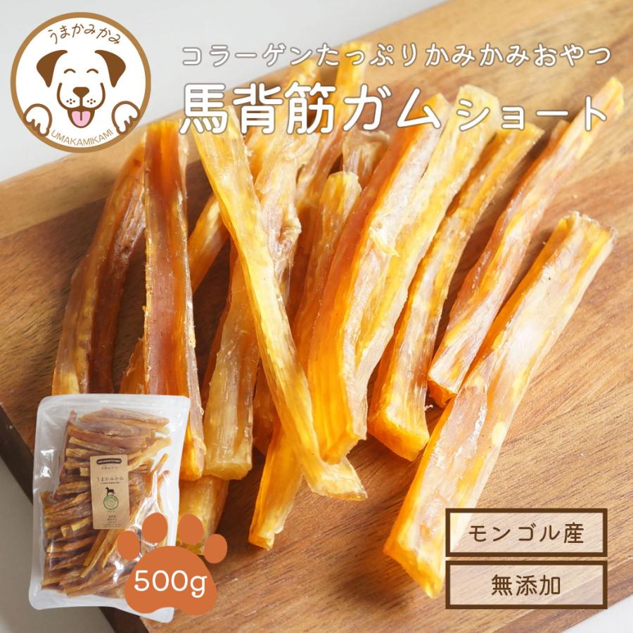 うまかみかみ 犬 ガム 長持ち 馬背筋ガム 短め Sサイズ 500g 無添加