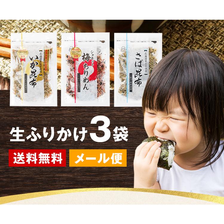 澤田食品 生ふりかけ 3袋 選べる ふりかけ 送料無料 いか昆布 梅