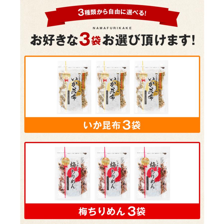 澤田食品 生ふりかけ 3袋 選べる ふりかけ 送料無料 いか昆布 梅