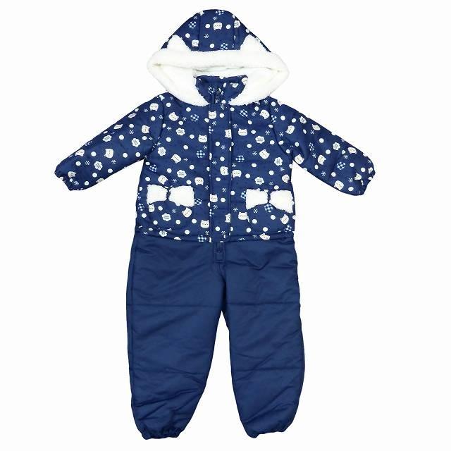 ジャンプスーツ キッズ 女の子 ネコ柄 中綿入り スノーコンビ ネイビー 100 110 1 送料無料 J K 717t 1 Mst 馬一商店 通販 Yahoo ショッピング