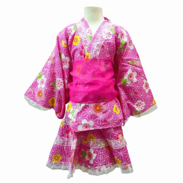 浴衣ドレス 女の子 キッズ 帯付 桜柄 セパレート 浴衣 ゆかた レース使い 綿100 浴衣セット ピンク 110 1 130 送料無料 Tim 0 Mst 馬一商店 通販 Yahoo ショッピング