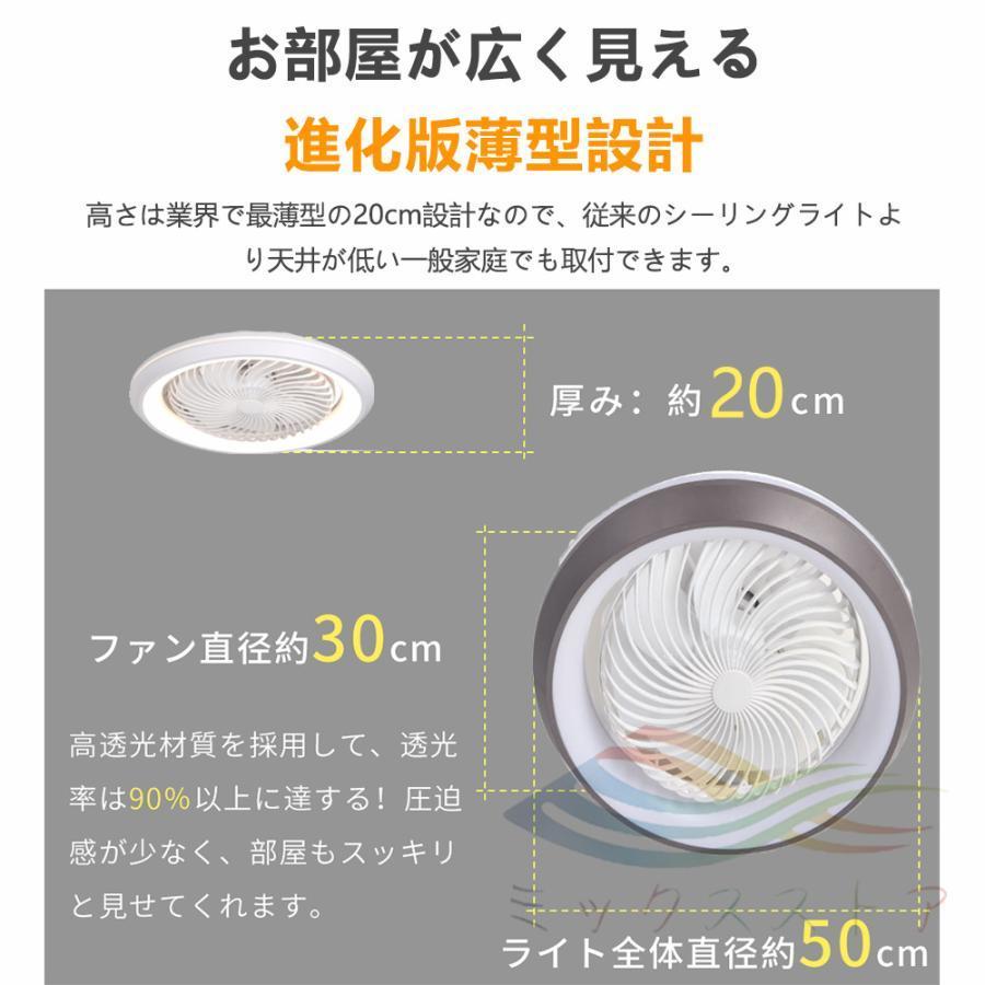 シーリングファンライト LED 360°自動首振り シーリングライト 6