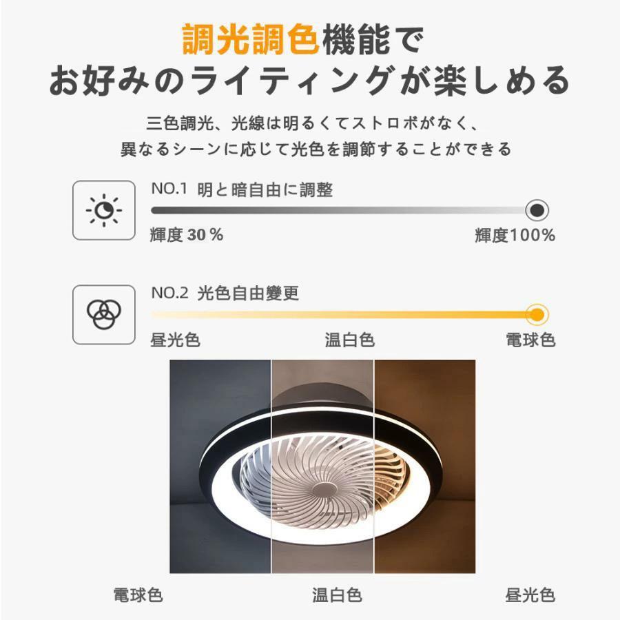 シーリングファンライト LED 360°自動首振り シーリングライト 6