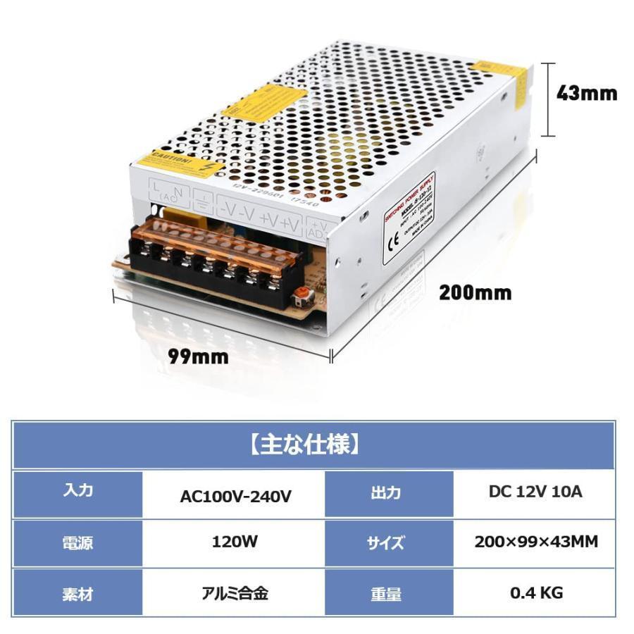 スイッチング電源 AC DC12V コンバーター 安定化電源 12V 電源装置 直流 変換器 変圧器 電源スイッチ 安全保護 回路 装置 12V 10A AC/DC変換 保護機構｜umat｜02