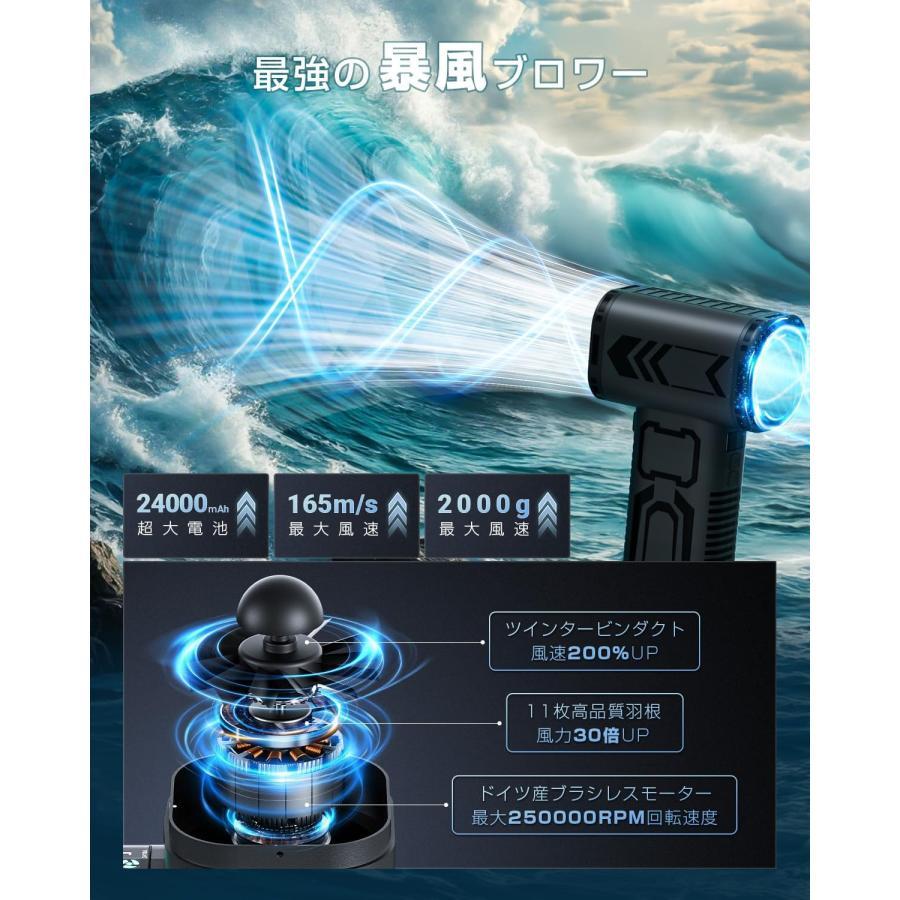 2026新登場 ブロワー 洗車【165m/s超強力風速・24000mAh バッテリー】 エアダスター 暴風モード 2000g超強推力 4段階風量調節 電動エアダスター LEDライト付き |  | 04