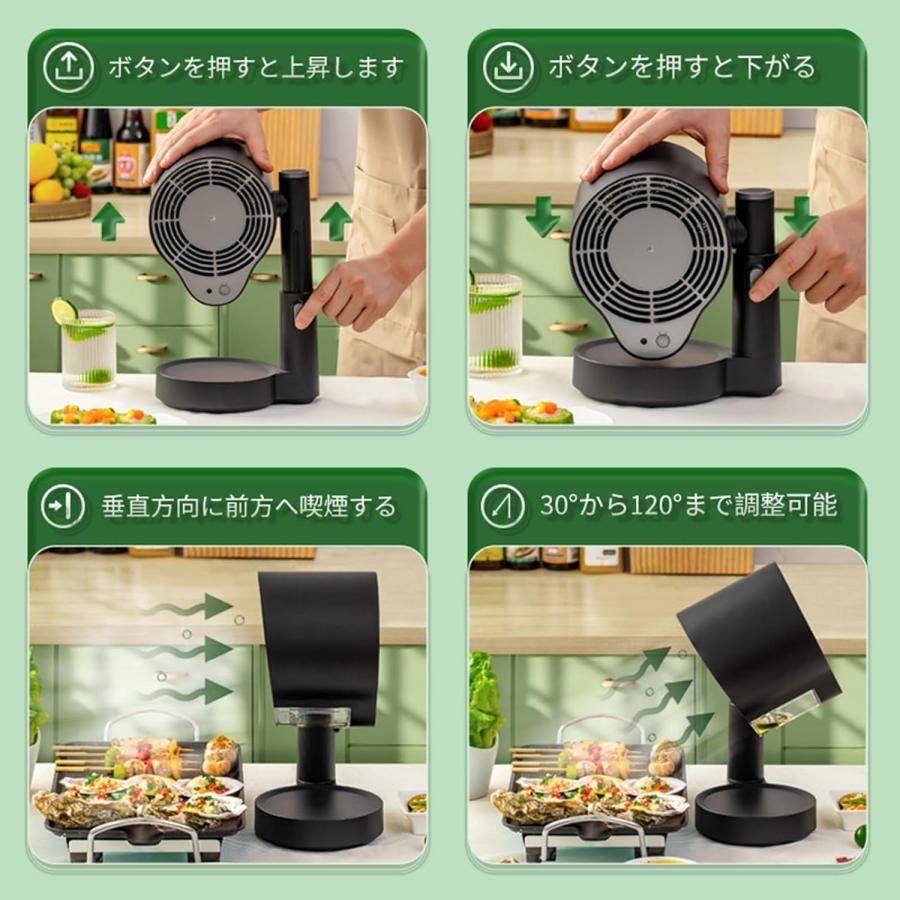 新技術革新] ポータブル換気扇 卓上レンジフード｜3600RPM高吸引力 3段