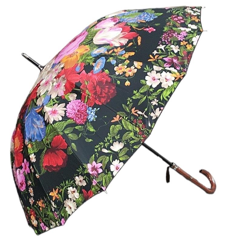 晴雨兼用傘 日本製 GRACITO グラシト レディース傘 16本骨長傘 55cm 1枚張り フラワーガーデン柄 軽量 カーボン骨 上品 おしゃれ 母の日 ギフト |  | 01