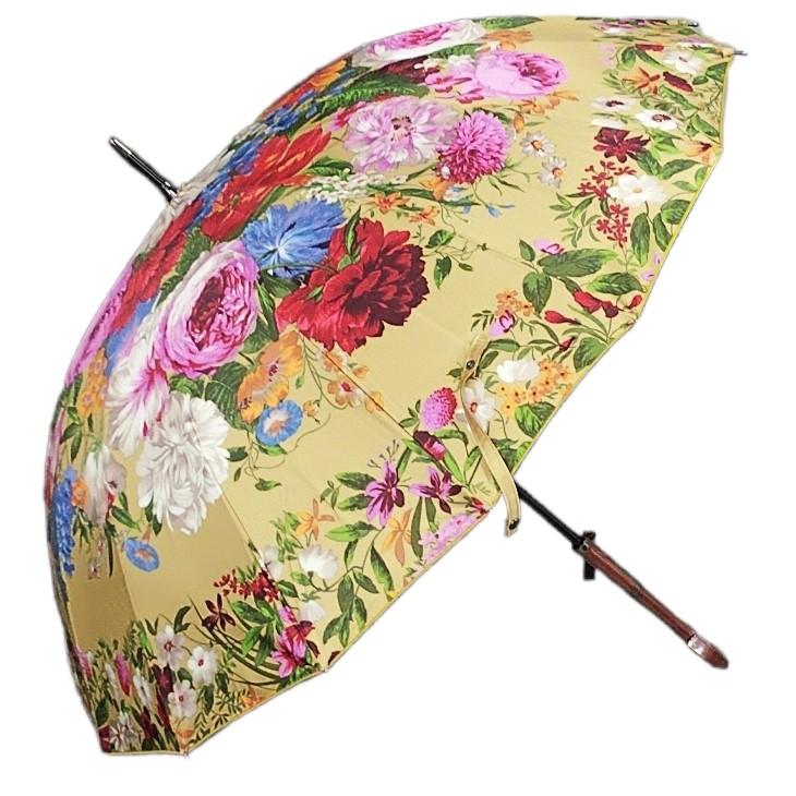 晴雨兼用傘 日本製 GRACITO グラシト レディース傘 16本骨長傘 55cm 1枚張り フラワーガーデン柄 軽量 カーボン骨 上品 おしゃれ 母の日 ギフト |  | 02