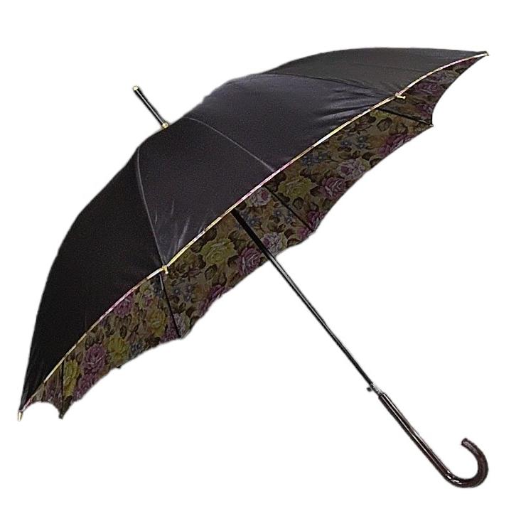 晴雨兼用傘 日本製 GRACITO グラシト レディース傘 ジャンプ傘 58cm 軽量 グラスファイバー骨 UVカット サテン 裏花転写プリント バラ柄 上品  母の日 ギフト |  | 01