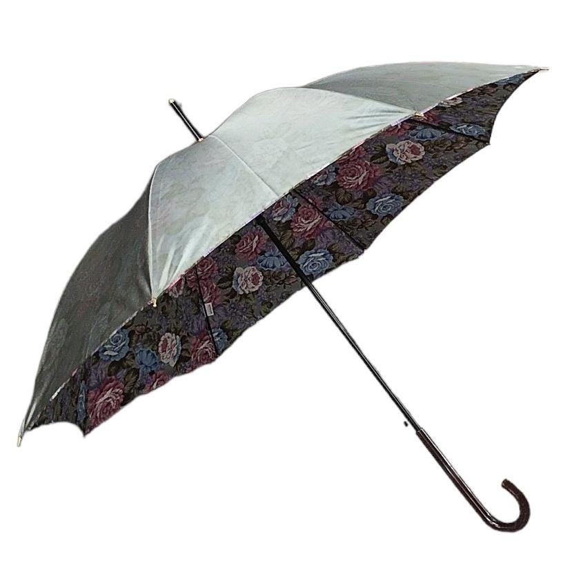 晴雨兼用傘 日本製 GRACITO グラシト レディース傘 ジャンプ傘 58cm 軽量 グラスファイバー骨 UVカット サテン 裏花転写プリント バラ柄 上品  母の日 ギフト |  | 02