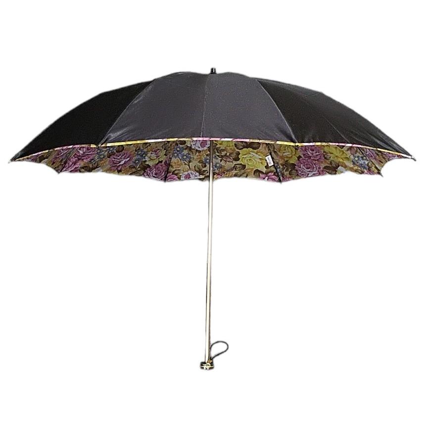 晴雨兼用傘 日本製 GRACITO グラシト レディース傘 コンパクト折りたたみ傘 47cm 軽量 グラスファイバー骨 UVカット サテン 裏花転写プリント バラ柄  母の日 |  | 01