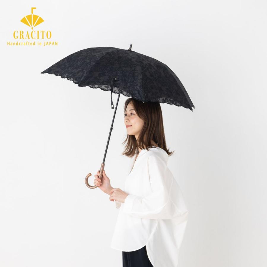 晴雨兼用傘 日本製 GRACITO グラシト レディース傘 手開き日傘 50cm 1級遮光 二重張り レース刺繍 ボタニカル柄 軽量 上品 おしゃれ 母の日 ギフトの画像