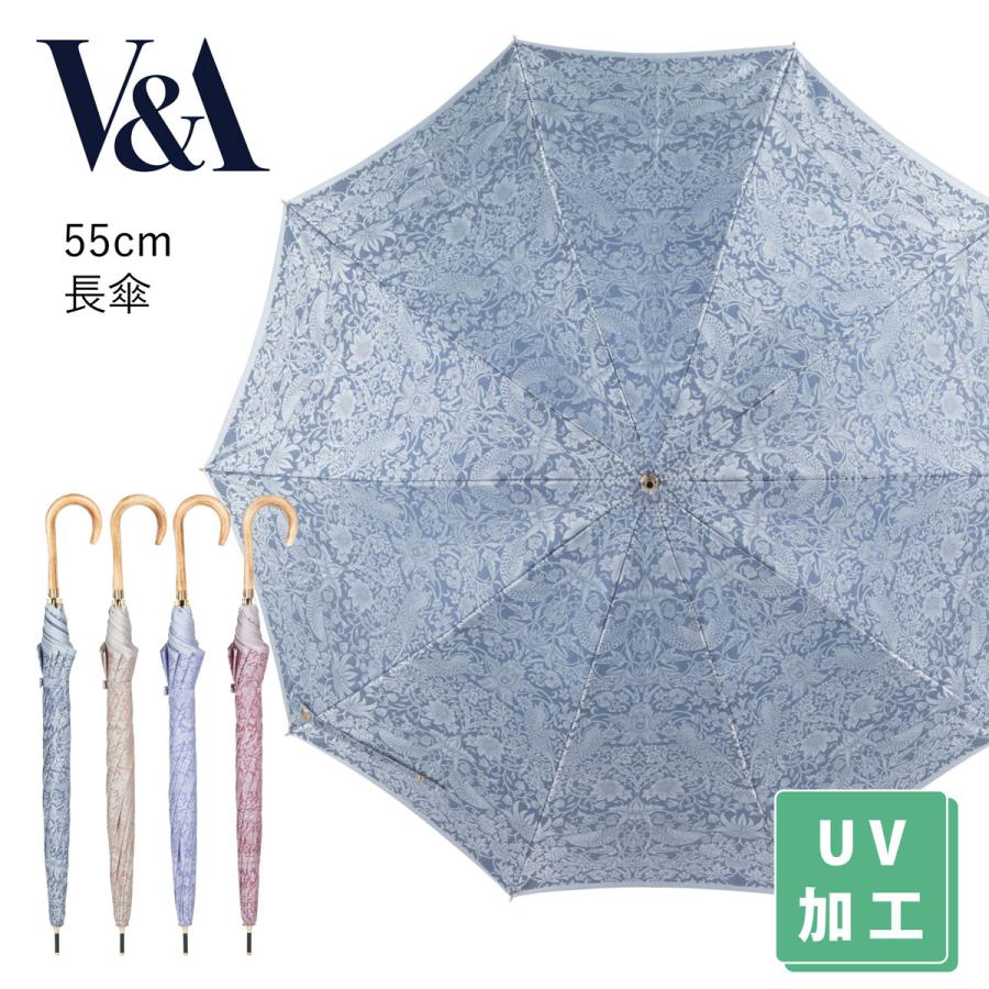 V&A ウィリアムモリス いちご泥棒 折りたたみ傘 晴雨兼用 UVカット加工