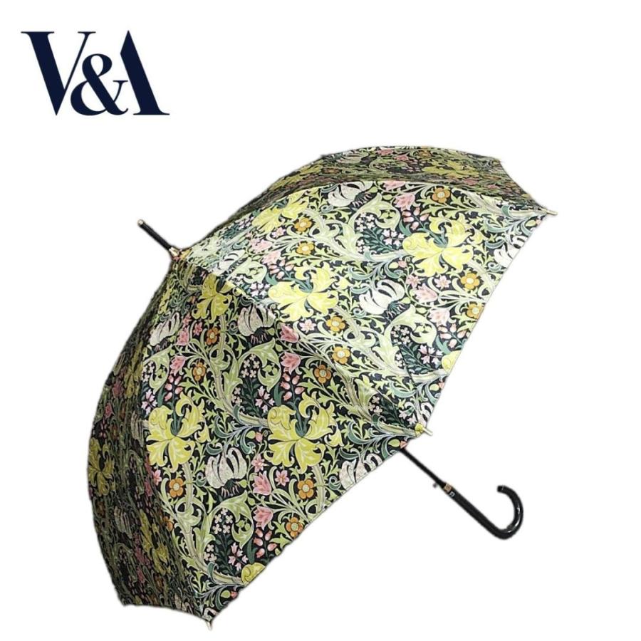 晴雨兼用傘 日本製 V&A（ヴィクトリア＆アルバート博物館） レディースジャンプ傘 60cm ゴールデンリリー柄 サテン生地 耐風強化骨 UV加工 母の日ギフト |  | 01