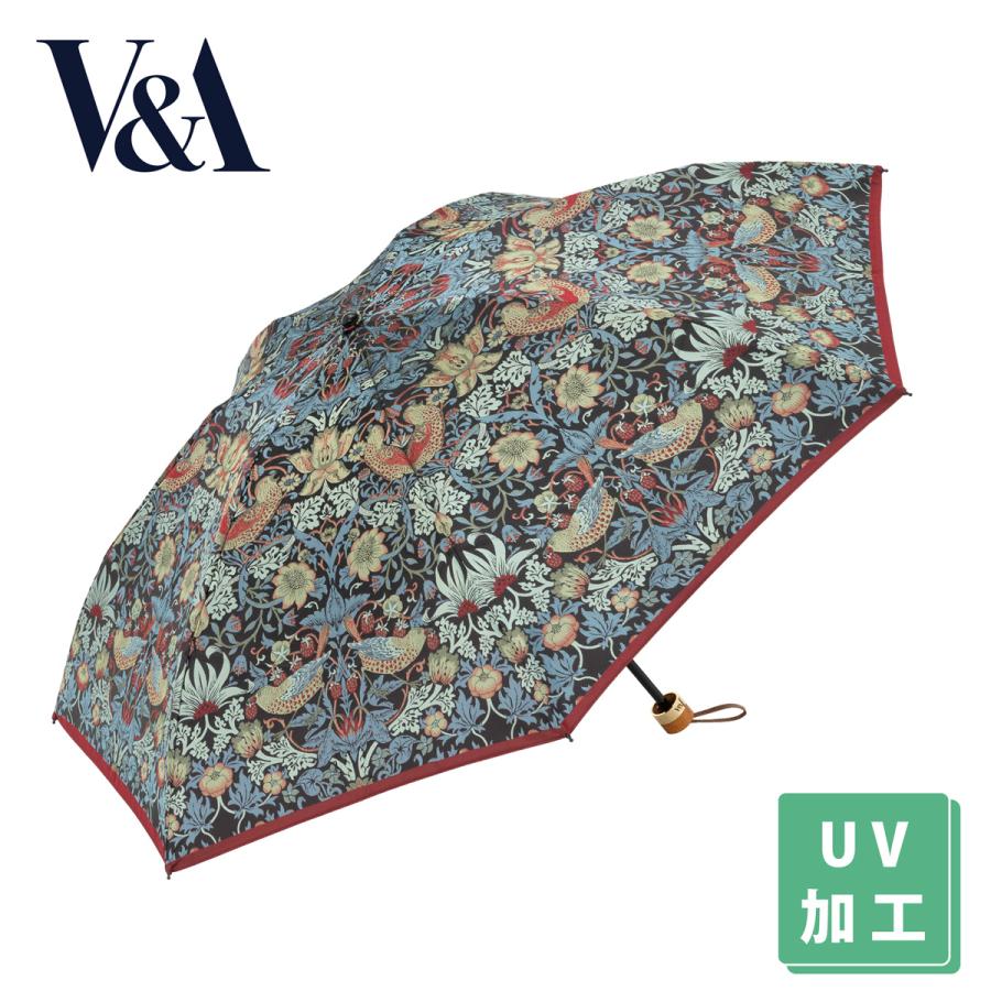 V&A ウィリアムモリス　いちご泥棒　折りたたみ傘 晴雨兼用　UVカット加工 V＆A ジャカード織の晴雨兼用折りたたみ傘／いちご泥棒 | ライト