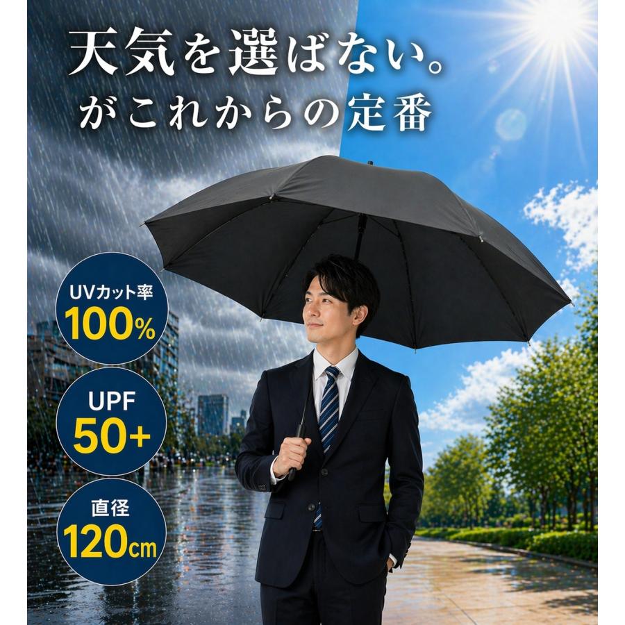 晴雨兼用　70ｃｍ大判ジャンプ傘　グラスファイバー風に強い　UVカット率100％　UPF50+ | 