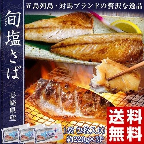 魚 鯖 送料無料 長崎県産 旬サバ ときさば 塩さば 1袋2枚入り 約220g×3P 冷凍｜umeebeccyasannriku