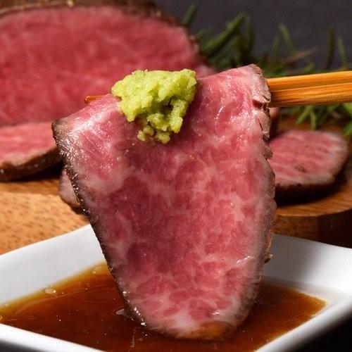 ギフト 肉 鹿児島県 鹿屋 平松牧場 ローストビーフ 300g前後 化粧箱 わさびとタレ付 冷凍 産地直送 送料無料｜umeebeccyasannriku｜06