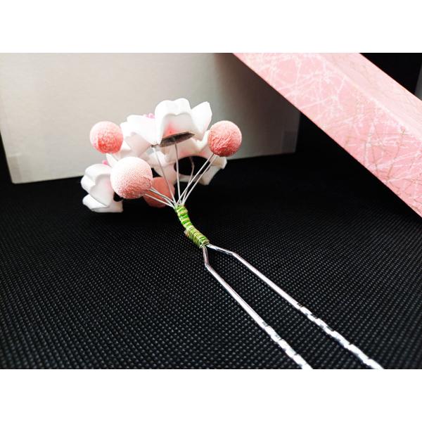 桜とまるいつぼみの豆かんざし つまみ細工 舞妓さん仕様 簪 桜とまるいつぼみの豆かんざし つまみ細工 舞妓さん仕様 簪