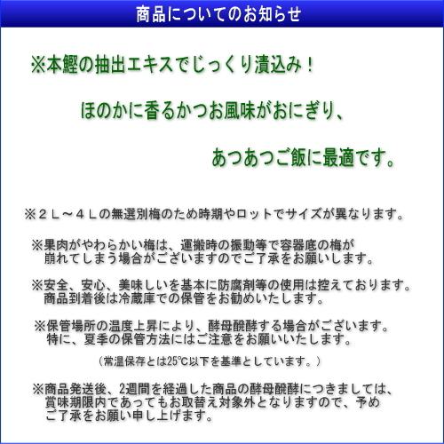 【つぶれ梅上級品！】熊野味匠ちょっとだけつぶれ梅干 ［かつお］ 800g 紀州南高梅 (塩分約10%) |  | 04
