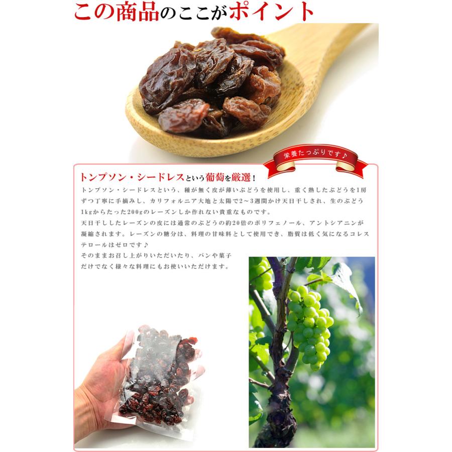 ノンオイル レーズン 1kg（500g×2個）ドライフルーツ 無添加 砂糖不