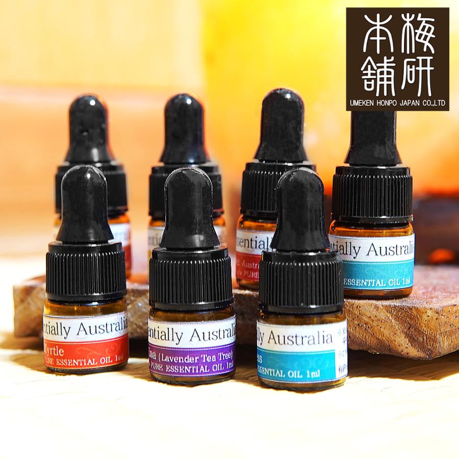 エッセンシャルオイル 1ml テスター 7種類セット ロザリーナ ローズ ホワイトサイプレス サンダルウッド ブルーガム ローズマートル 梅研本舗 爆買 | ブランド登録なし