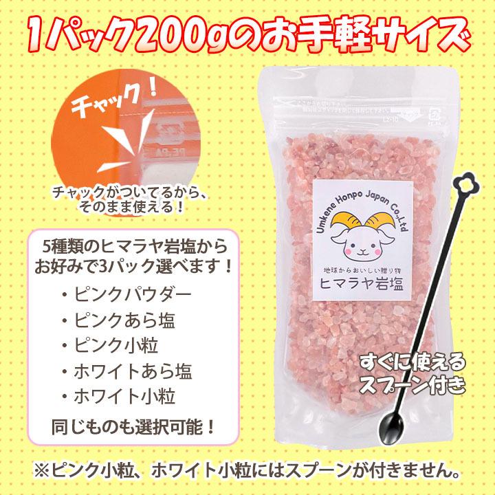 ギフト 岩塩 食用 ヒマラヤ岩塩 選べる 3パック セット 各200g HACCP