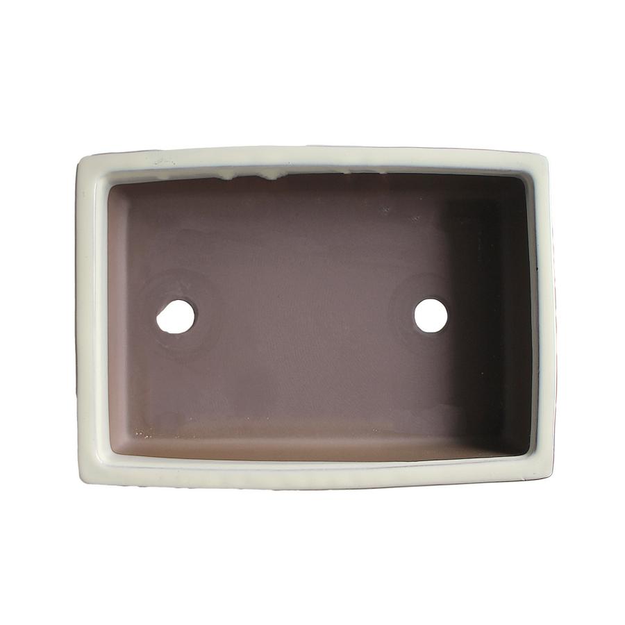 盆栽鉢 10号 長角マド入 白色 クリーム釉 瀬戸焼 陶器 四角 浅型