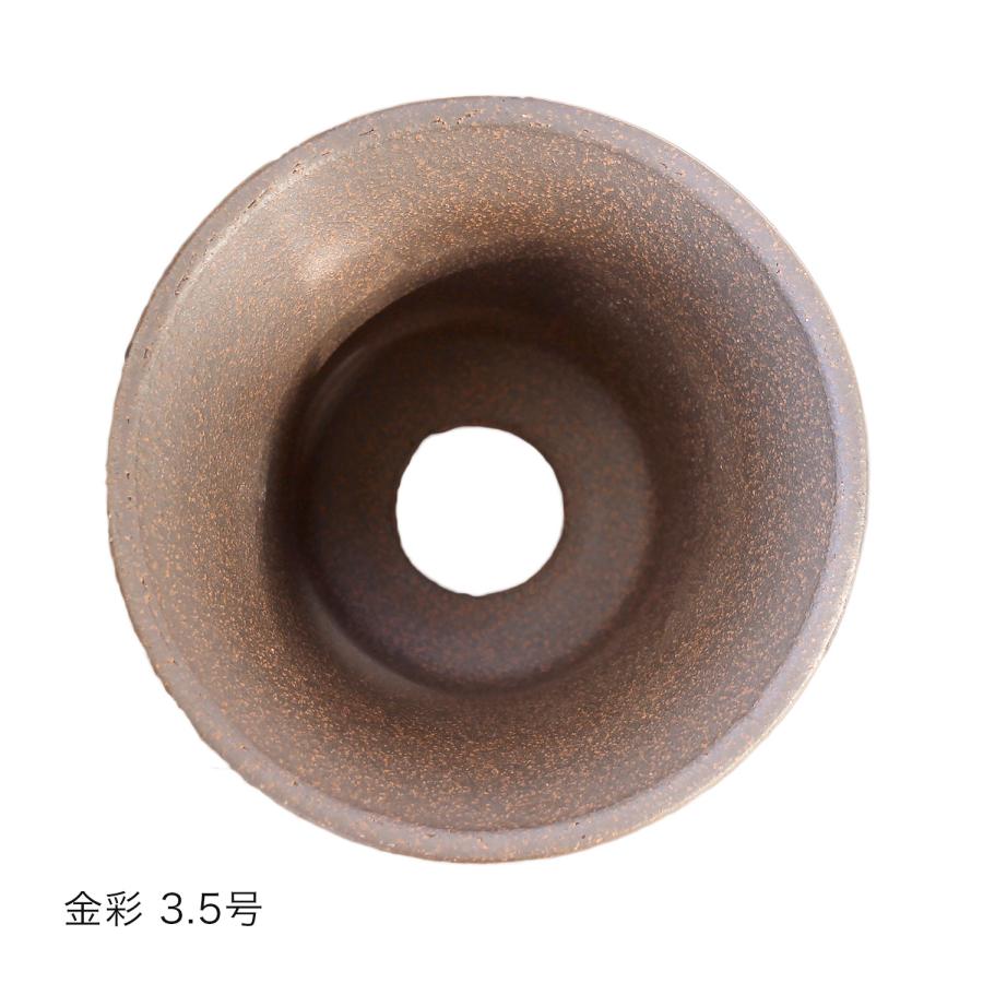 盆栽鉢 ラッパ型 3.5号 四日市萬古焼 金彩 黒 赤吹 黒吹 金吹 丸 円形 陶器 小品 小さい 深め ミニ アガベ 塊根 観葉植物 約10.5センチ 植木鉢 苔 おしゃれ｜umekichi｜14