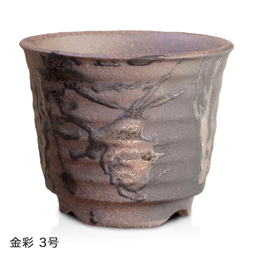 盆栽鉢 六平 3号 四日市萬古焼 金彩 黒 赤吹 金吹 黒吹 5色 丸 盆栽鉢 六平 3号 四日市萬古焼 金彩 黒 赤吹 金吹 黒吹 5色 丸