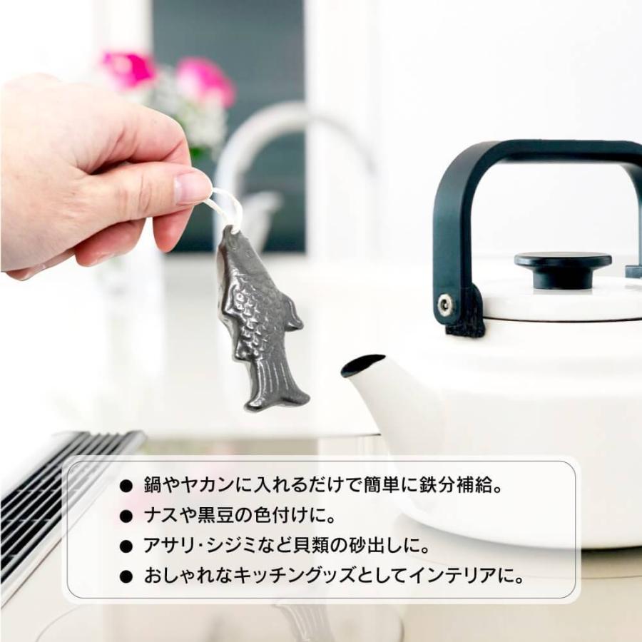 日本製 岩手県産 鉄魚 てつさかな  便利な紐付き 南部鉄器 鉄分補給 鉄玉子 鉄たまご 薄型 おしゃれ 北欧風 文鎮 鉄瓶 やかん 急須 ポット 直火 IH 調理器具 |  | 02