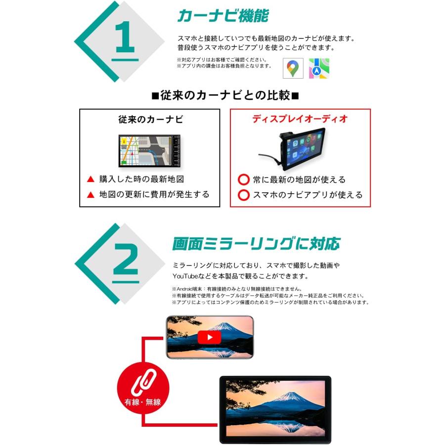 7インチIPS液晶 CarPlay & Android Auto 対応 ワイヤレス タッチスクリーン カーステレオ 便利な式です 付属日本語説明書付き｜umeume｜03
