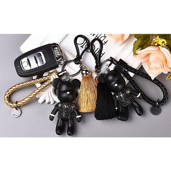 くま キーホルダー タッセル付き パッケージ袋入 ダブルリング 金具