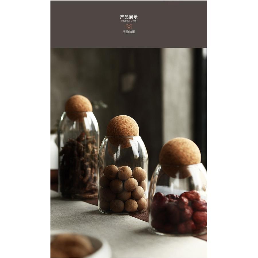 送料無料】ガラスキャニスター コルクボール 3点セット 500ml・800ml