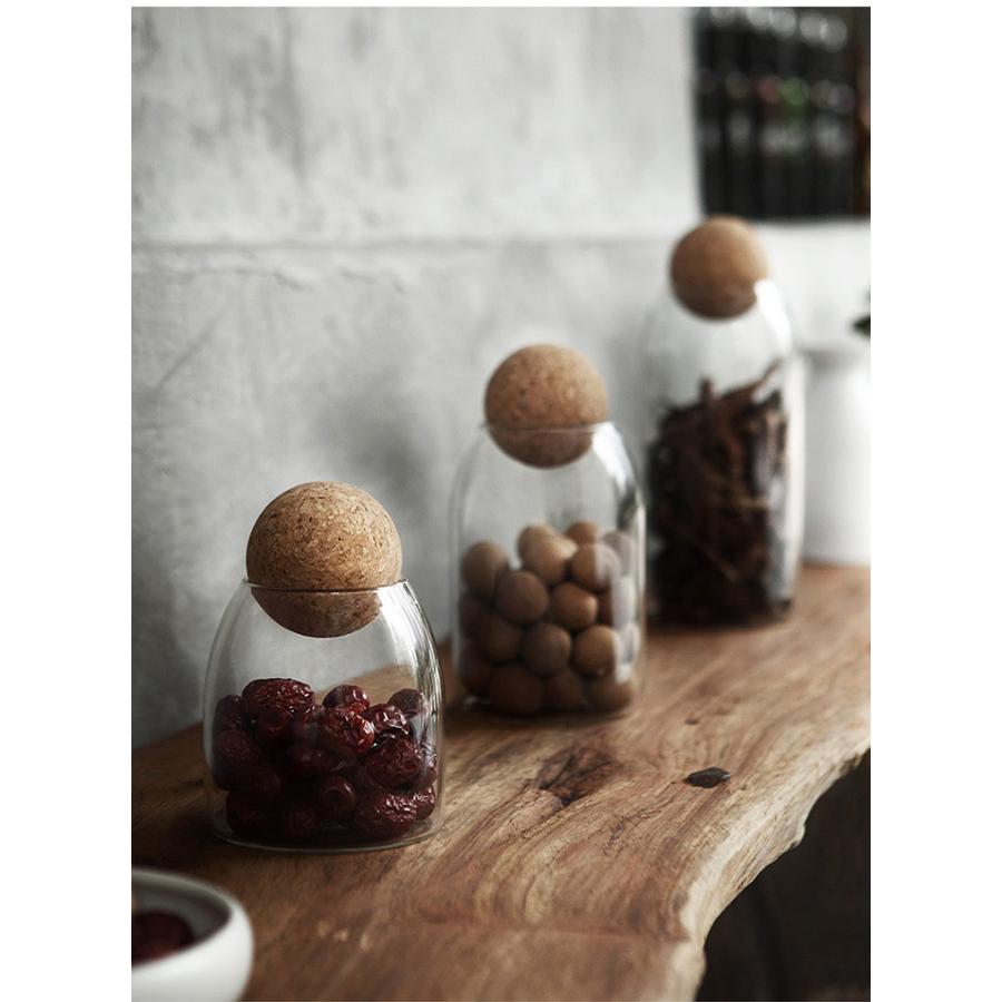 送料無料】ガラスキャニスター コルクボール 3点セット 500ml・800ml