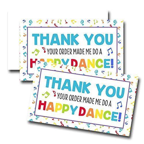 ハッピーダンス AmandaCreation 音楽ノートテーマ サンキュー 顧客感謝 パッケージ 小規模ビジネス用 片面挿入カード 100 グリーティングカード
