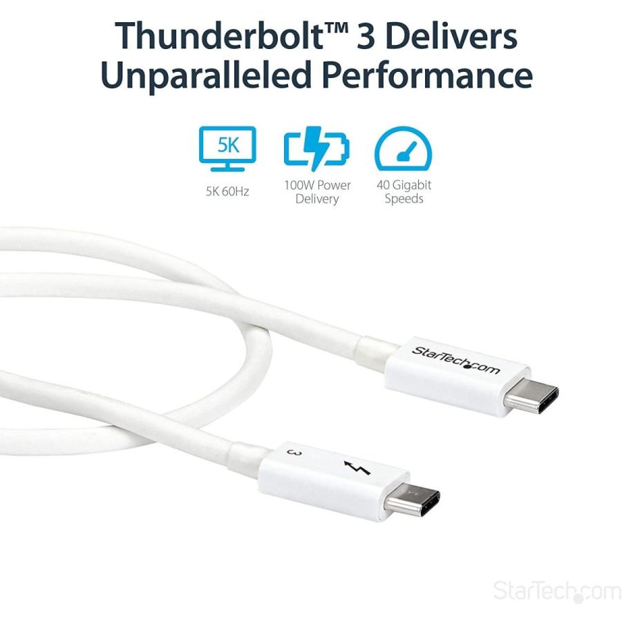 売り出し格安 StarTech.com Thunderbolt 3 ケーブル (40Gbps) 0.5m ホワイト USB Type-C/DisplayP