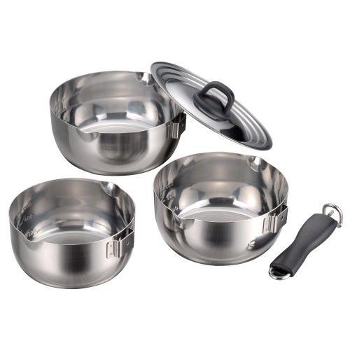 下村企販 片手鍋 着脱式 ゆきひら鍋 3点セット 日本製 ステンレス 16/18/20cm 31879 燕三条