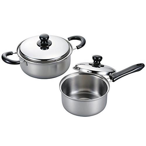下村企販 ステンレス鍋 セット(片手鍋16cm・両手鍋20cm) ナチュレ IH対応 日本製 32362