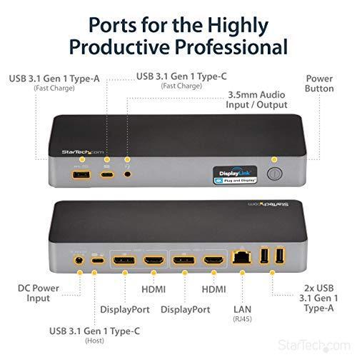 StarTech.com DK30C2DPPD ドッキングステーション 60W ドッキングステーション／USB-C （USB 3.1 Gen1）& USB-A接続