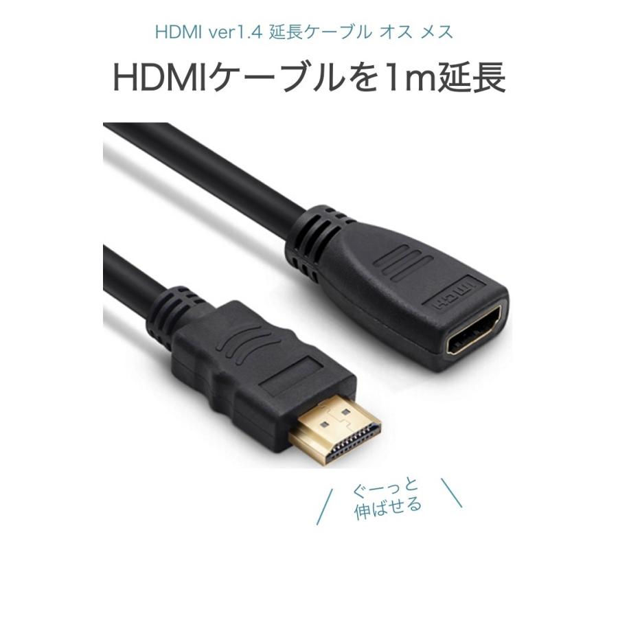 HDMI 延長ケーブル 1m オス メス ver1.4 フルHD 1080P 延長 ケーブル