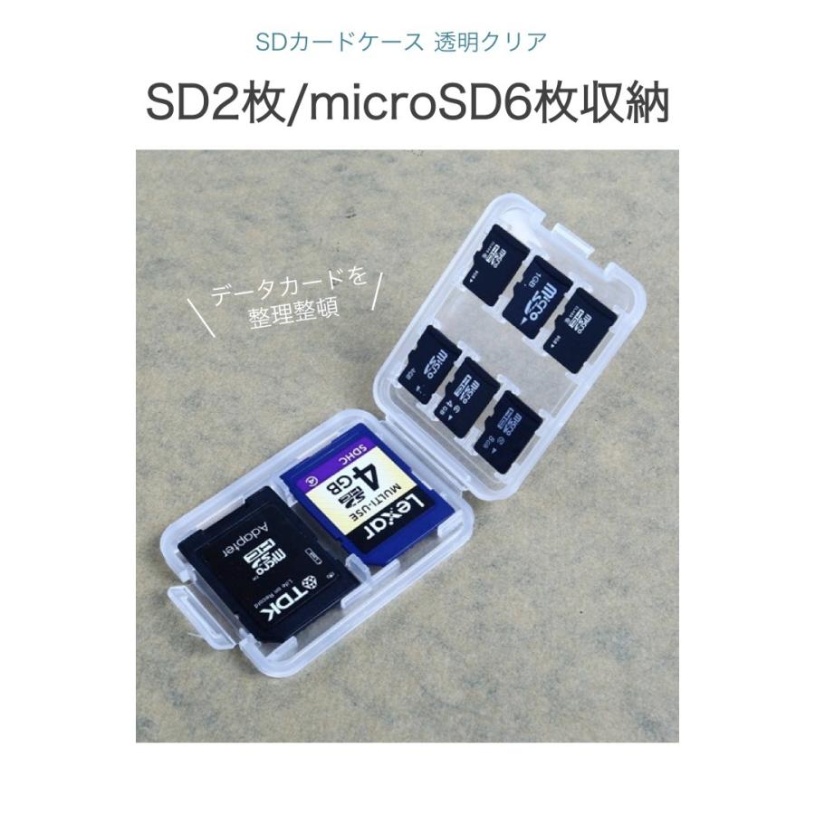 2021年春の SDカード microSDカード 収納 カードケース クリア SD2枚 microSD6枚 シンプル メディアケース 保管 整理  紛失防止 衝撃 ほこり デジカメ スマホ fundaterapia.com