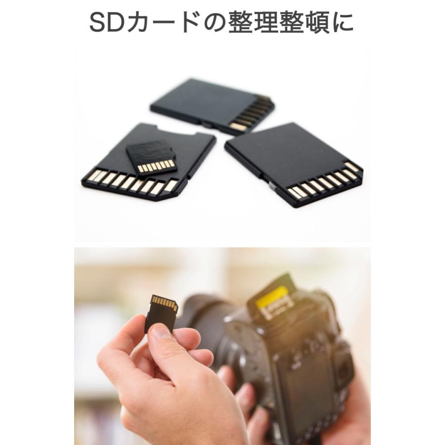 SDカード microSDカード 収納 カードケース 5個セット クリア シンプル メディアケース 保管 整理 紛失防止 衝撃 ほこり デジカメ スマホ SD microSD｜umiwo｜04