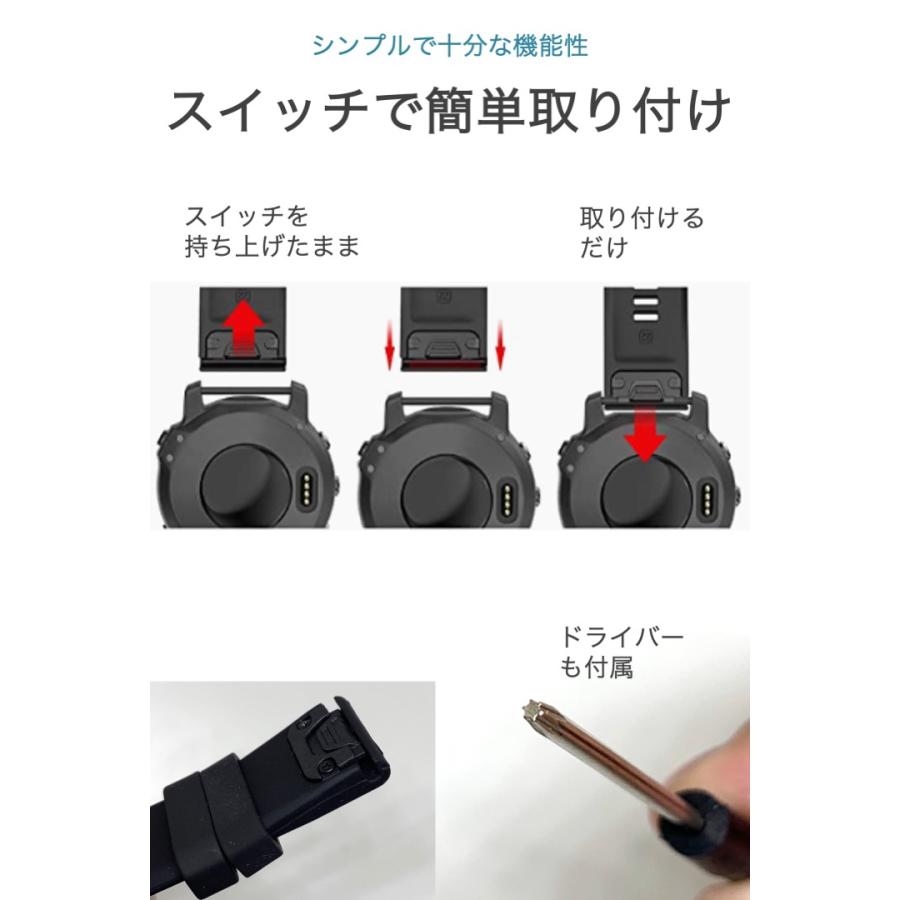 Garmin fenix 交換バンド 22mm 黒 シリコン 防水 互換 Fenix 5 / plus