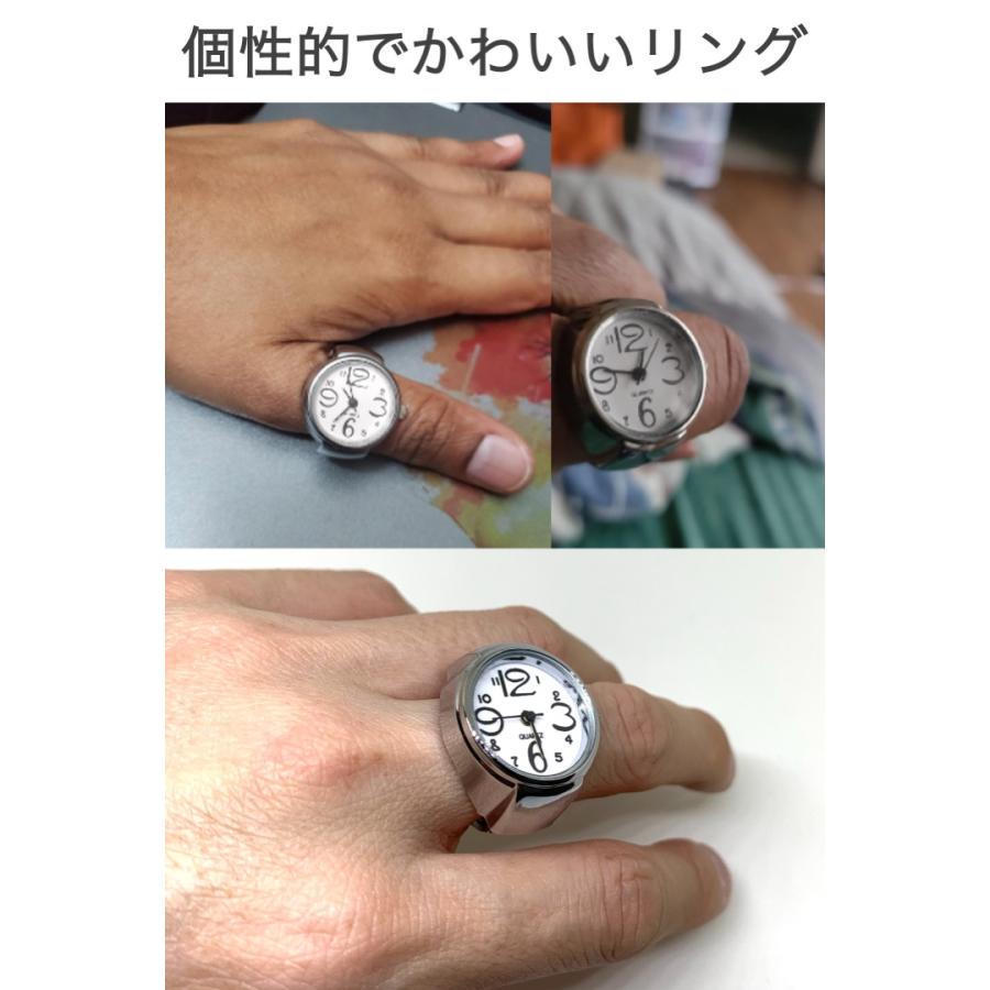 リングウォッチ 指輪時計 白 アナログ 時計 指時計 リング ウォッチ
