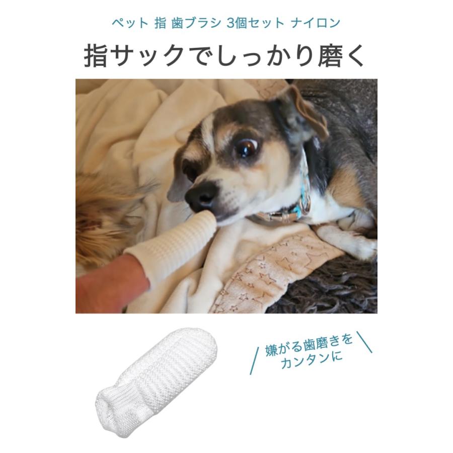 ペット 指 歯ブラシ 3個セット ナイロン 指サック Bタイプ ソフト 口腔