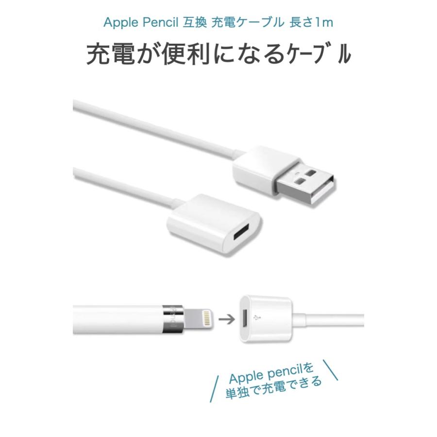 互換品 Apple Pencil 充電ケーブル 長さ1m 第1世代 Lightning端子